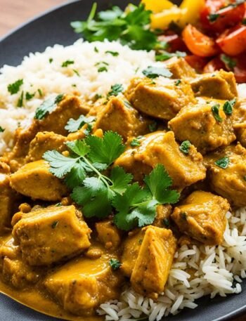 Frango ao Curry Fit com Leite de Coco e Arroz Integral