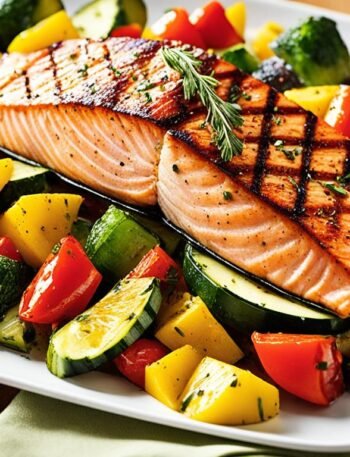 Salmão Grelhado Fitness com Legumes Assados